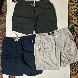 Hollister Mens Cotton/Linen Blend Jogger Shorts - Black, Navy, Light Grey Bundle